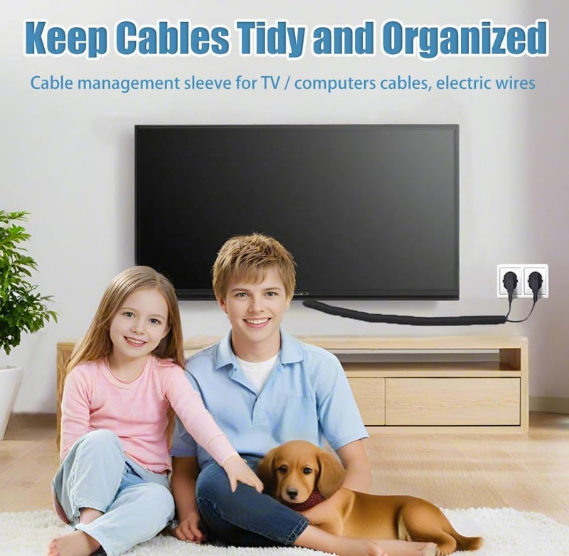 Wengus 1 inch Cord Protectors from Pets No Chew, 10ft Wire Protector Cord Covers for Pets, Flexible Cable Sleeve Cord Management for TV Computer Wires - Image 4